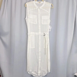 NEW LaMade Women’s M‎ Pockets Belt Rayon Blend Sleeveless Midi Dress
